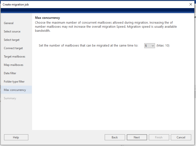 select the number of files you want to migrate in an operation